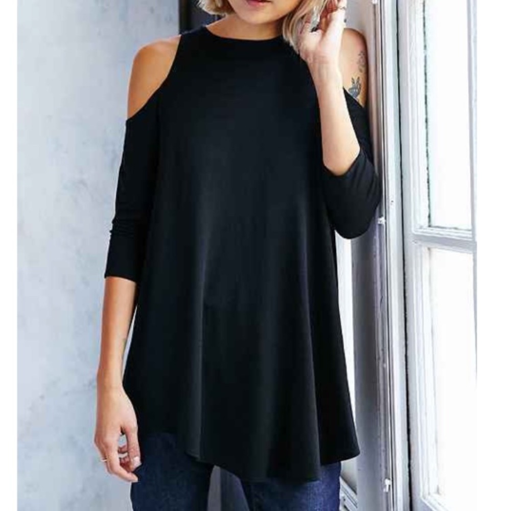 Urban Outfitters Black Cold Shoulder Top